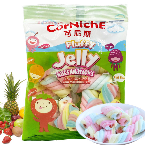 Imported from the Philippines, Cornish Teddy Marshmallow Chocolate Marshmallow Fruit Jam Sandwich 70g Sugar Wholesale