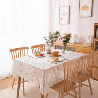 涤纶提花复古白色蕾丝桌布茶几微波炉床头柜盖巾拍照背景装饰代发