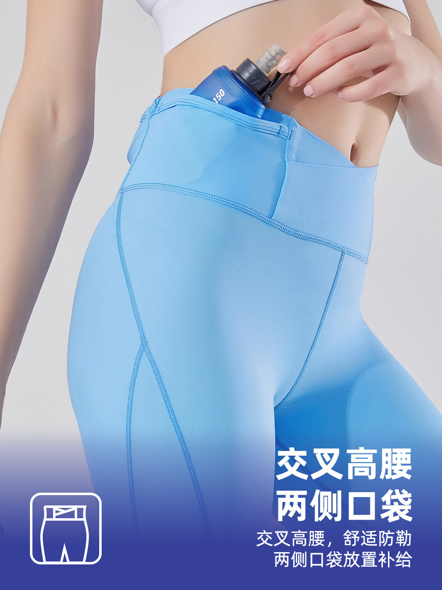 Pantalones cortos de compresión de cintura alta y alta elasticidad para mujer, novedad de otoño, pantalones para correr maratones al aire libre, pantalones de yoga