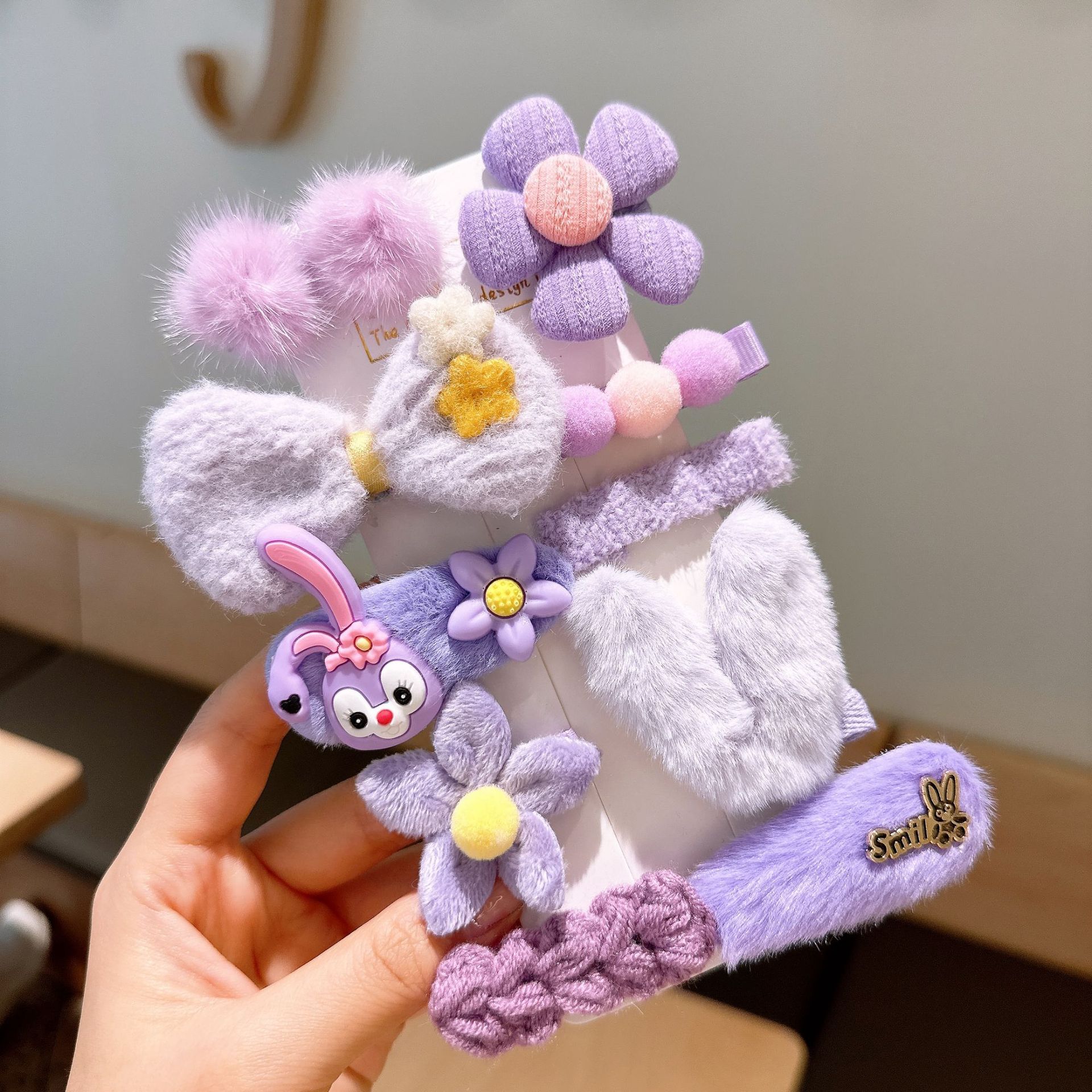 Nuevos niños chica peludo arco BB clip horquilla traje carácter de dibujos animados carácter accesorios clip lateral al por mayor