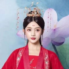 Hanfu headwear hair crown women's ancient style simple hair accessories Wei and Jin Dynasty costume phoenix crown retro tassel hairpin hairpin