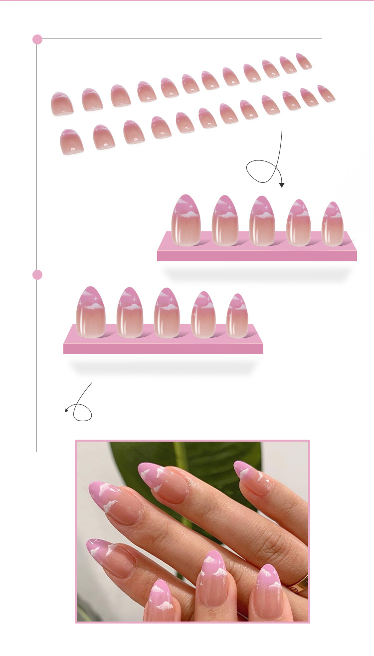 Autocollants pour ongles, gouttelettes d'eau d'amande, faux ongles, patchs pour ongles finis, 24 pièces_voghion.com