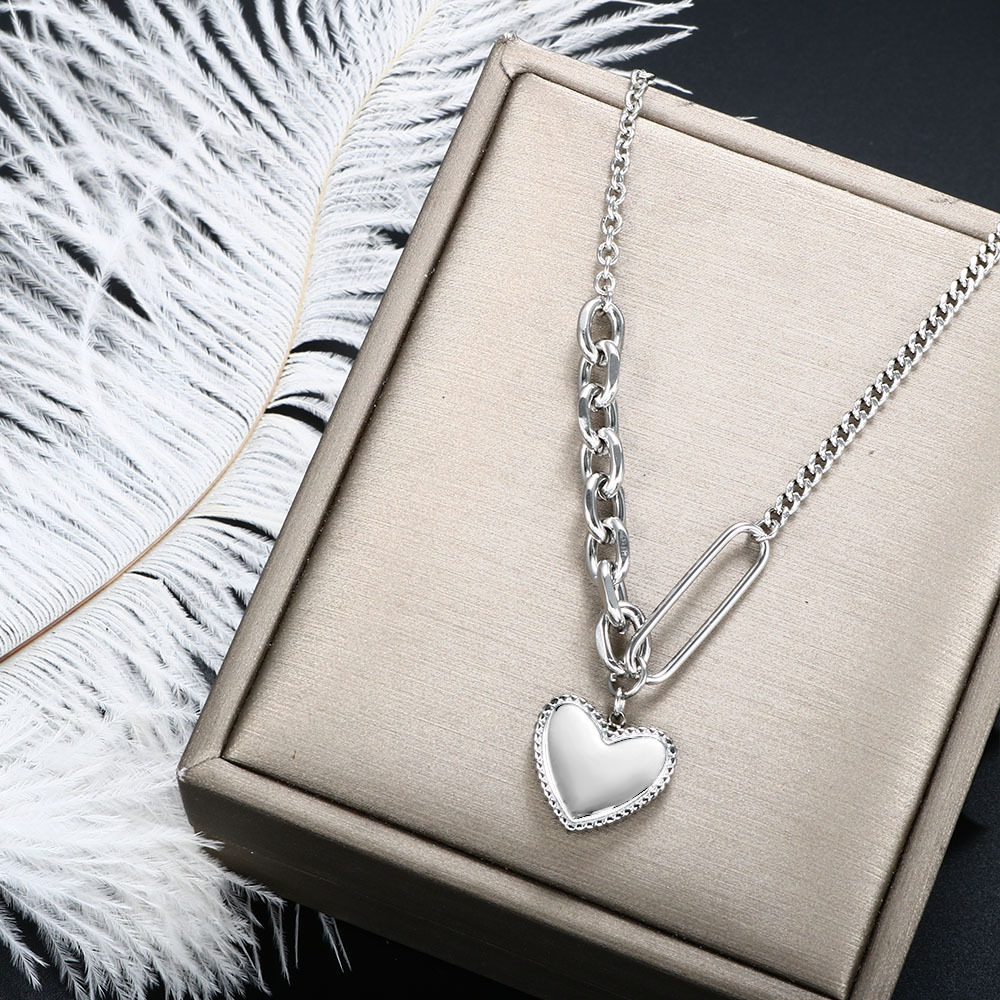 Fashion Heart Shape Titanium Steel Plating Pendant Necklace 1 Piece