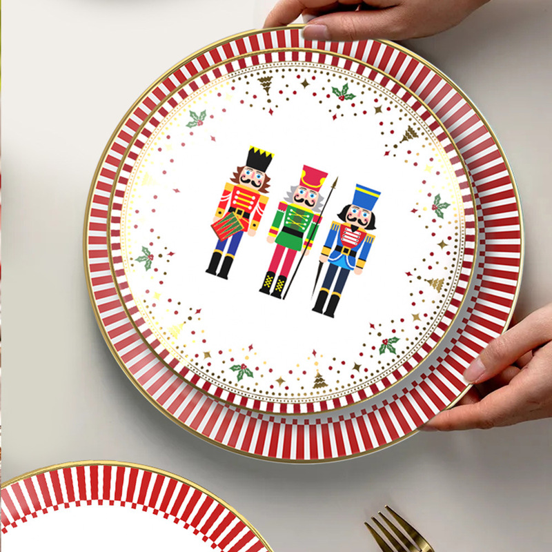 American-Style Nutcracker Series Bone China Tableware Christmas and New Year Decorative Plates Hotel Banquet High-End Bone China Dinner Plates American-Style Nutcracker Series Bone China Tableware Christmas and New Year Decorative Plates Hotel Banquet High-End Bone China Dinner Plates