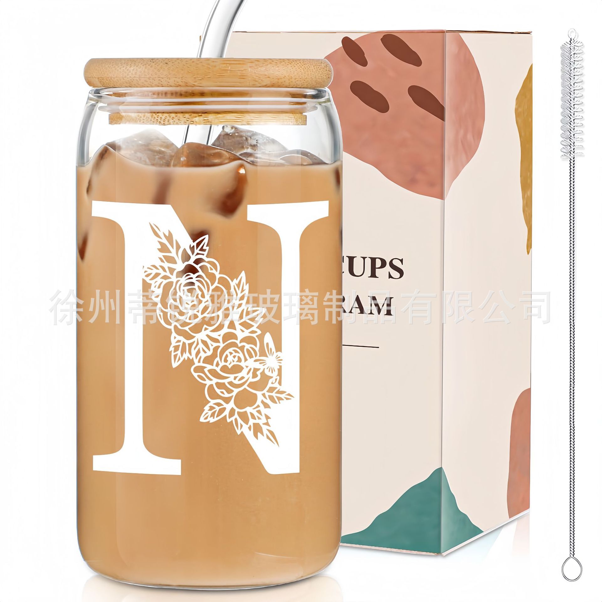 Transfronterizo 16oz Coca-Cola Cup Set con cubierta de paja de alta borosilicona taza de agua de vidrio taza de café de leche taza de vidrio Mason