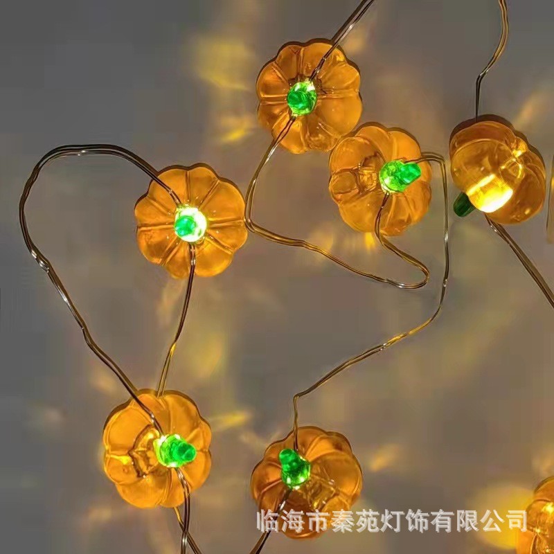 Guirnalda de Luces LED 3D con Forma de Calabaza para Halloween, Decoración de Interiores y Exteriores, Luces Decorativas para el Día de Acción de Gracias