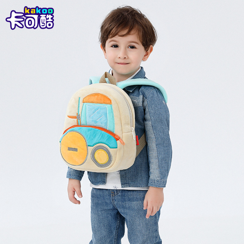 Orderable Plush Backpack Cartoon Bulldozer Excavator Unisex Children's Bags Double Shoulder Schoolbag Direct Manufacturer Sale