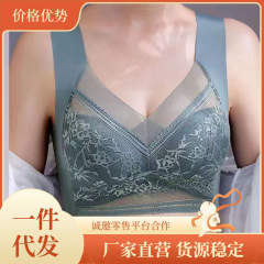 女士内衣蕾丝大码美背杯无钢圈运动聚拢防下垂背心式文胸透气