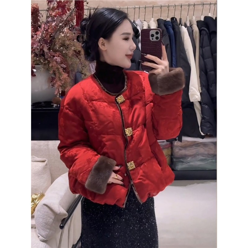 2980新中式国风红色棉服外套女新款爆款冬季高级感唐装年轻款