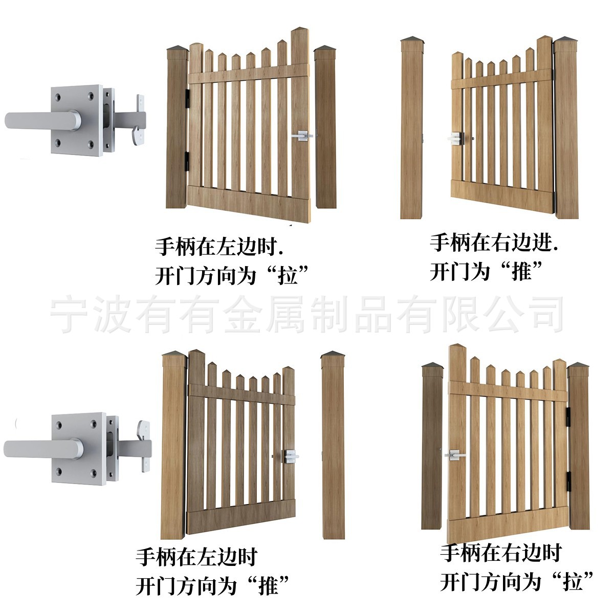 Comercio electrónico al por mayor Puerta de granero de aluminio negro de doble cara pestillo de la puerta giratoria valla de madera resistente pestillo de la puerta accesorios de hardware