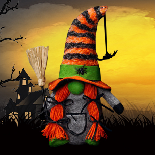 Enano transfronterizo Halloween muñeca sin cara Rudolph araña Halloween decoración de ventanas de cocina escoba muñeca Rudolph