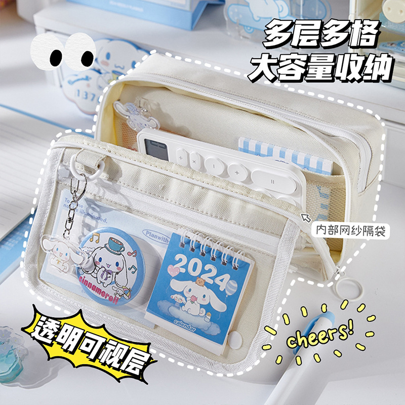 Bolso para lápices simple y de gran capacidad Bolso para el dolor con solapa para estudiantes Bolso para papelería Bolso para lápices estilo ins japonés de alto valor para niñas