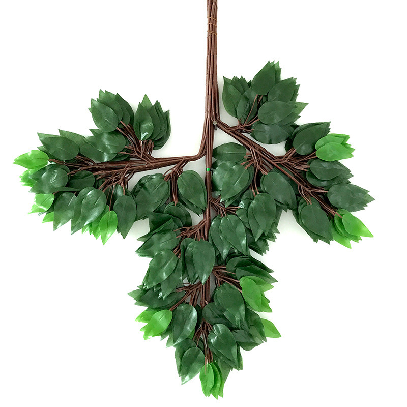 Tissu de soie Brown Rod vert Banyan Branch