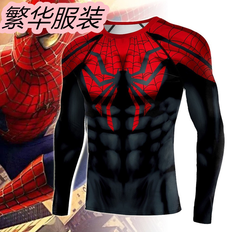 Aliexpress Ebay Amazon New Men's Quick-Drying Tights Long-Sleeved Sports T-Shirt Spider-Man Print Aliexpress Ebay Amazon New Men's Quick-Drying Tights Long-Sleeved Sports T-Shirt Spider-Man Print