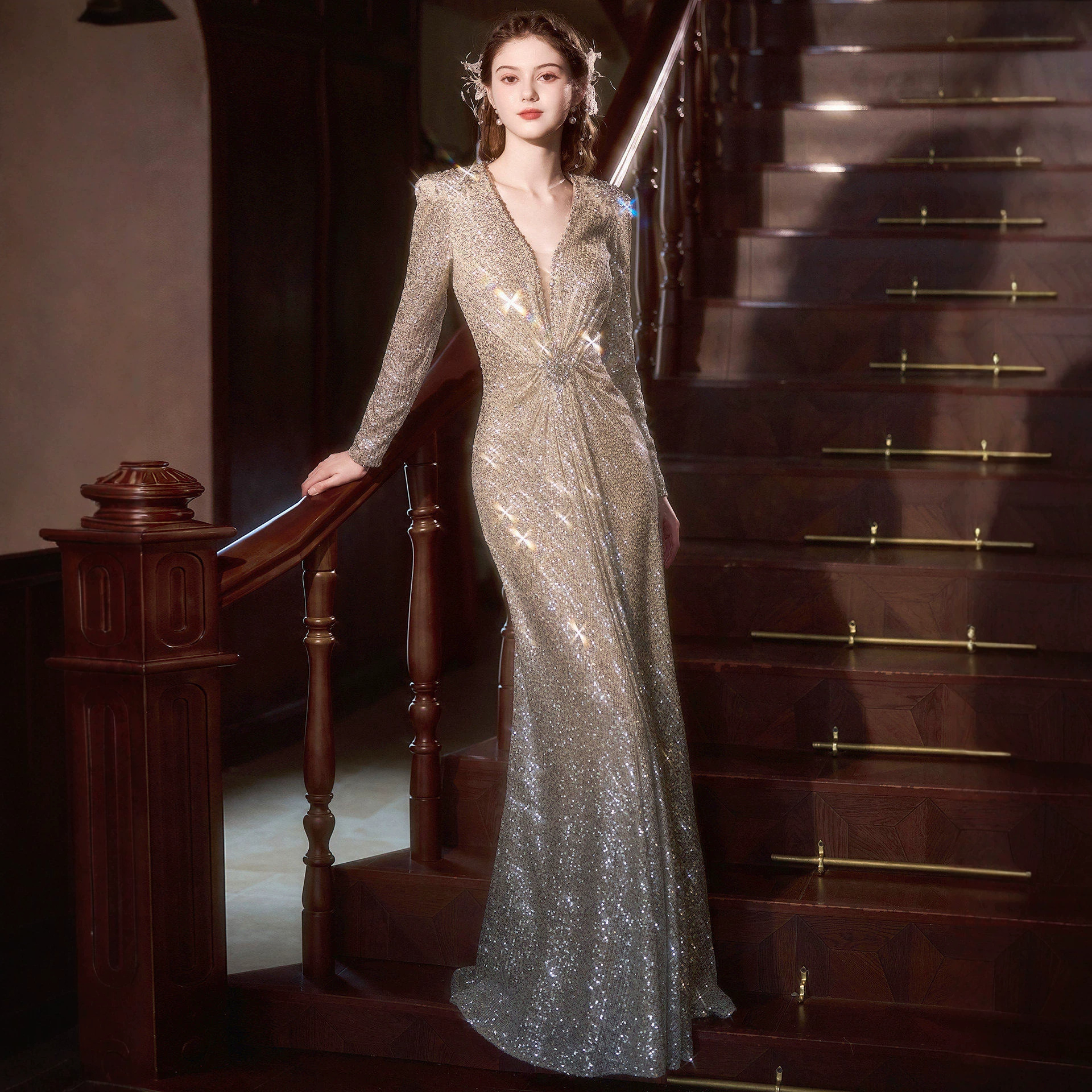 Elegant Sophisticated Long Dresses Style Evening Gowns Light Luxury Suitable For Students Art Exams Coming Of Age Ceremonies Birthday Parties Emcees_ecoleips.com