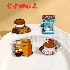 クロスボーダー新しいコーヒーシリーズブローチかわいい日本の漫画の金属バッジバッグ衣類装飾ピンアクセサリー