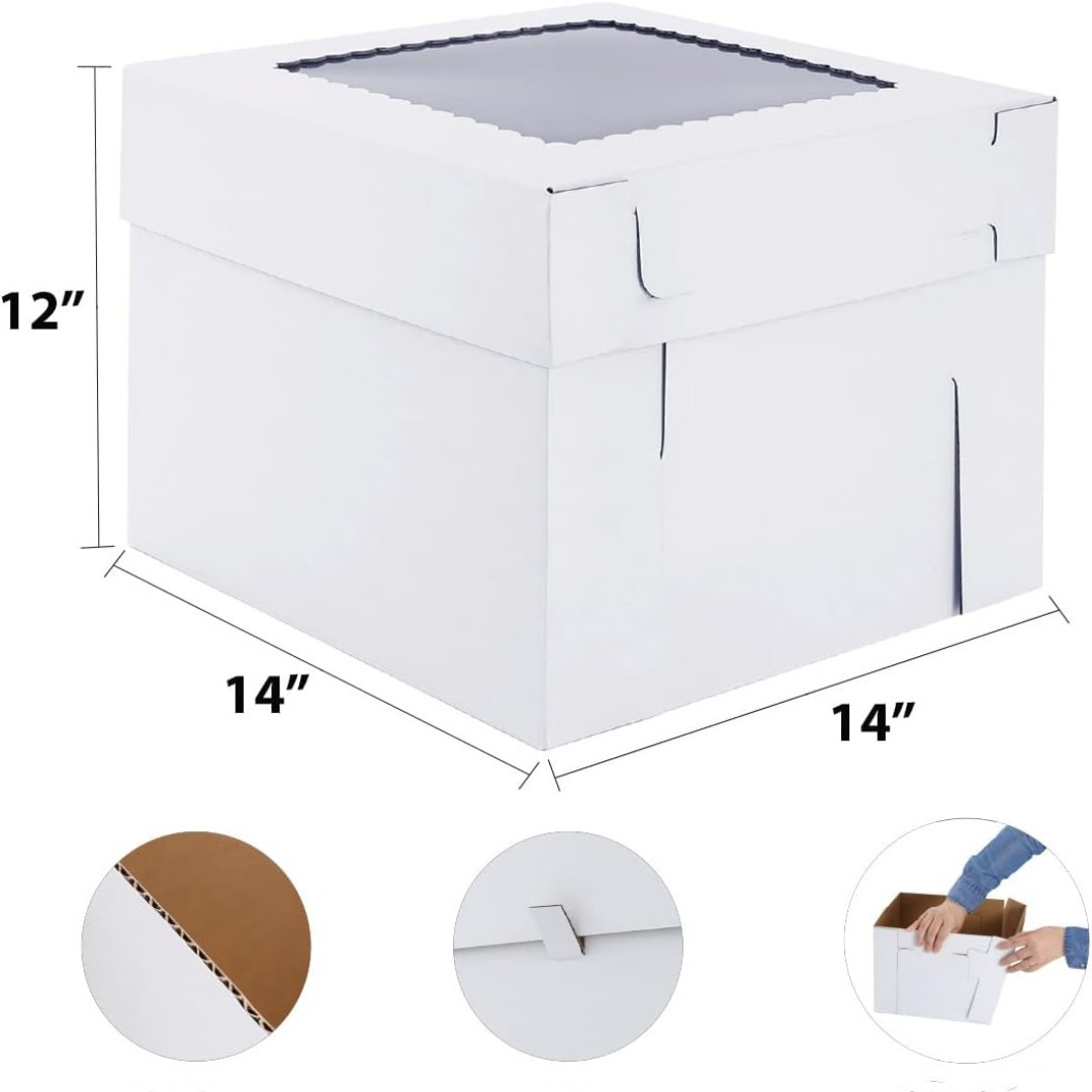 141412 Caja de papel con tapa corrugada, ventana abierta, caja de pastel transparente, caja de embalaje para hornear pan, caja de cake