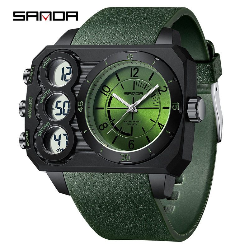 Reloj electrónico SANDA Reloj deportivo multifunción de cuenta regresiva de doble pantalla Reloj de estudiante de gran esfera luminoso impermeable