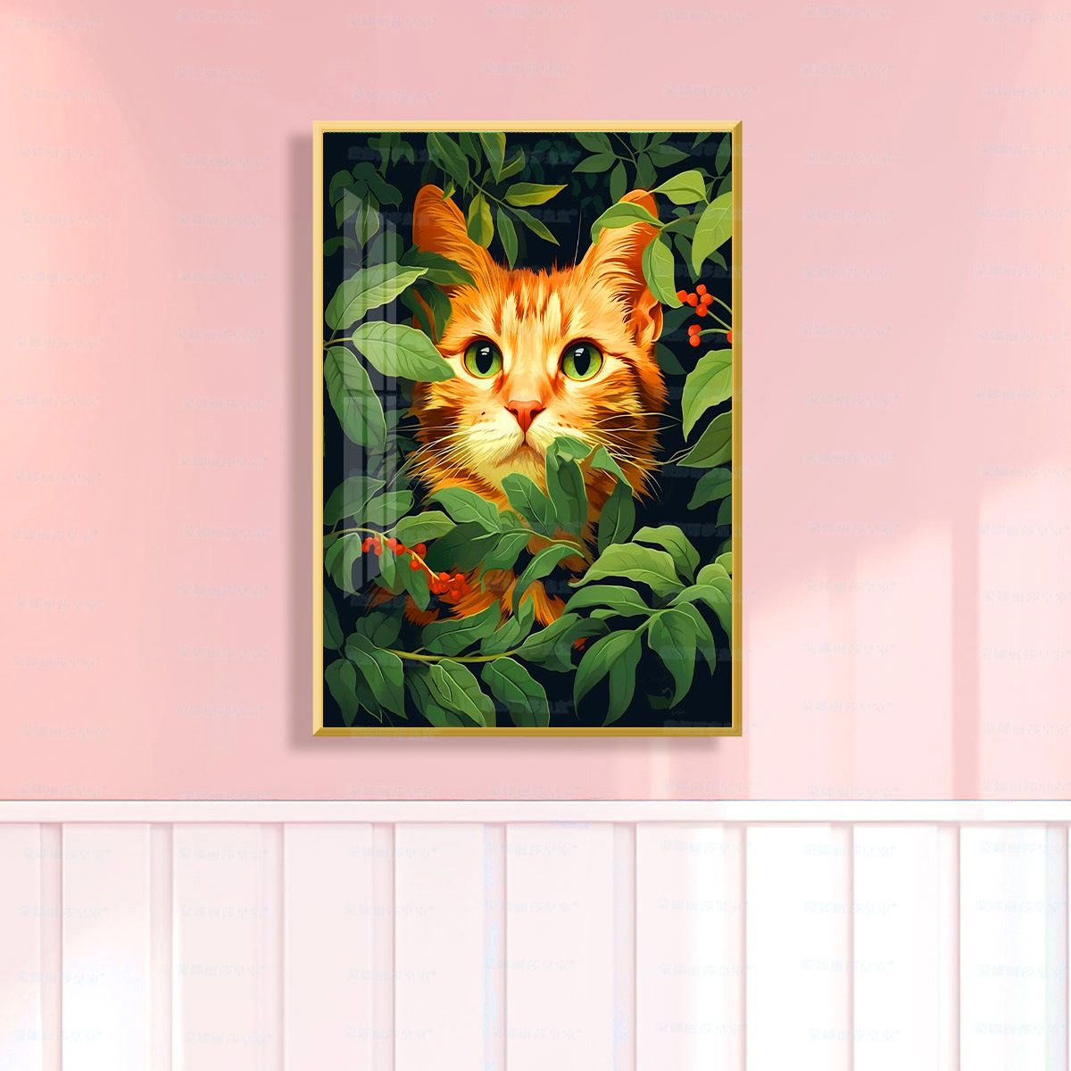 Mona Lisa cruz real de color rosa flores de gato hierba nueva curación sala de estar pintura decorativa bordada a mano image 6