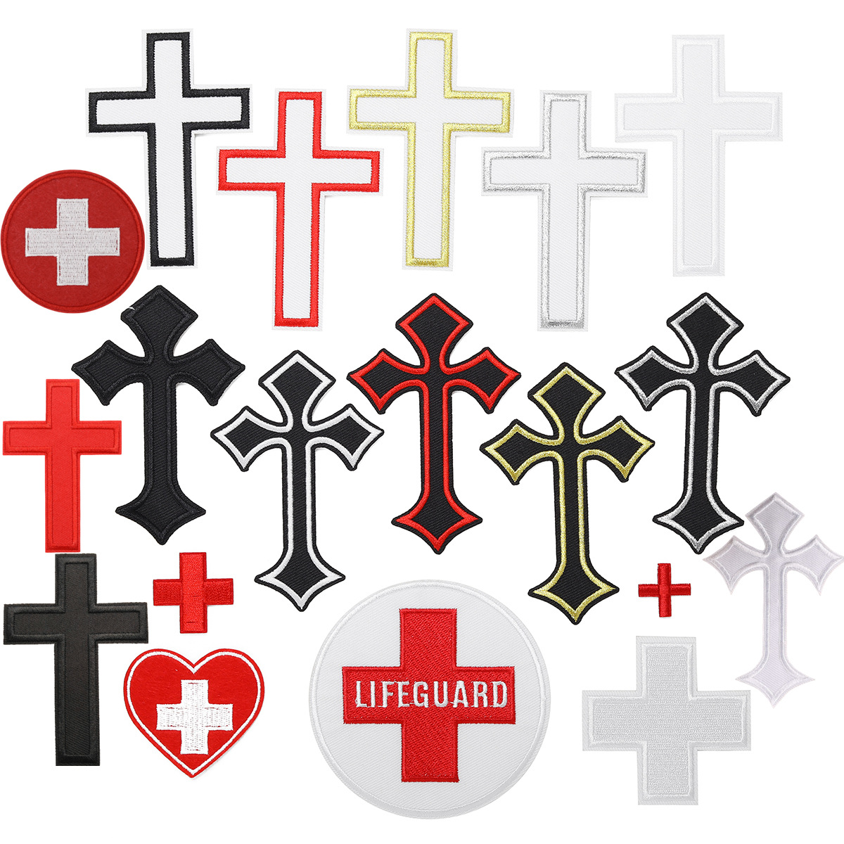 泓杰刺绣布贴电脑绣花章圣经彩色十字架服装辅料衣服装饰补丁贴布