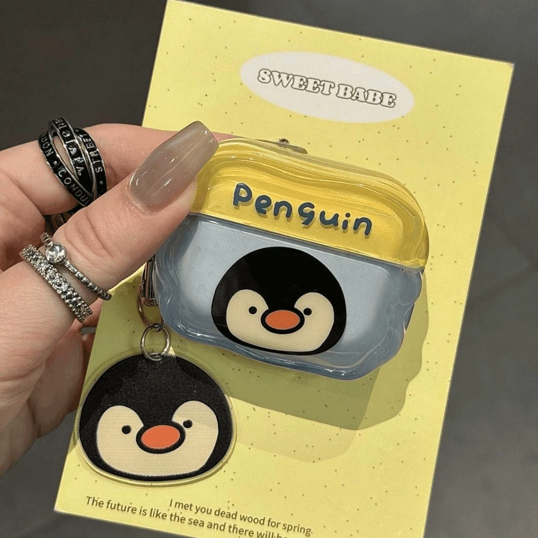 Защитный чехол для наушников Penguin little penguin anti-fall headphone shell airpods2 airpodspro3 suitable for airpods4 protective case