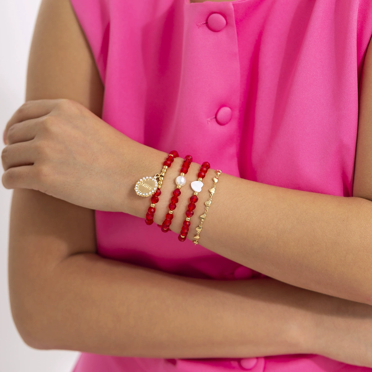 (Cross-border trading), ретро аксессуар, украшение с буквами в форме сердца, кристал bracelet, европейский стиль, микроростровка, простой и элегантный дизайн