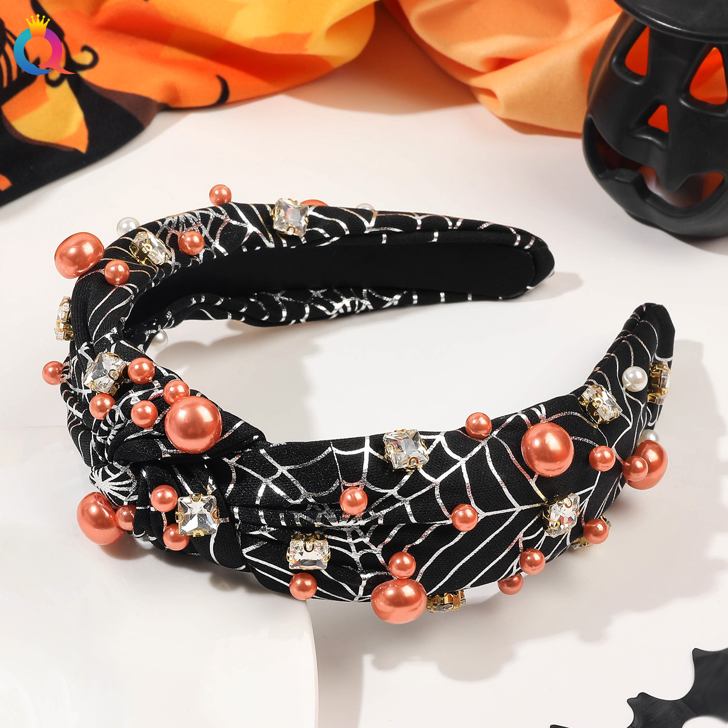 190g Weight Hair Band Hair Accessories Type Pearl Inlay Material 1 Piece Quantity Holiday, Festival Occasion Halloween Festival Skull Pattern Women's Gender Streetwear Style Streetwear Women's Skull Pearl Hair Band 9