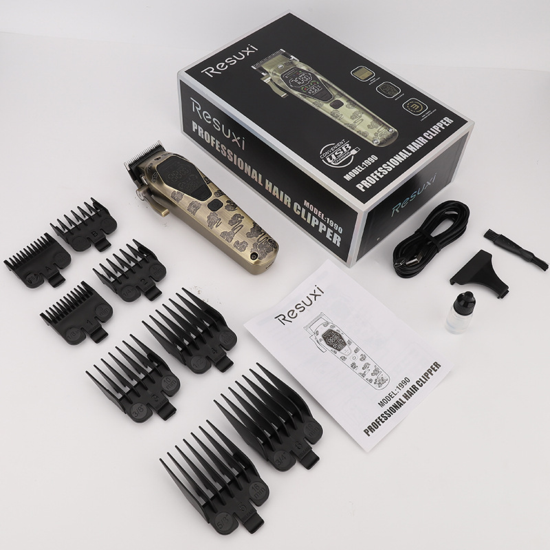 Barbero eléctrico doméstico de alta potencia de metalurgia en polvo para hombres, tijeras eléctricas de empuje profesionales, velocidad ajustable