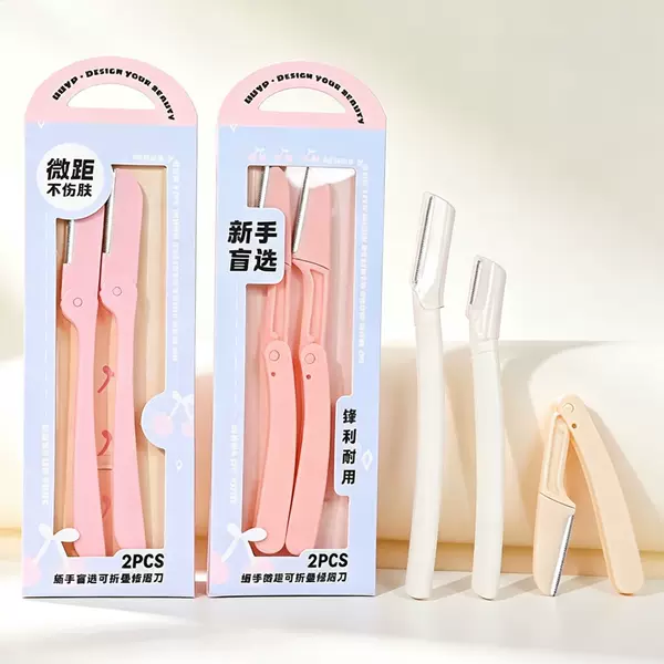 Yoyo Folding Eyebrow Trimmer - Safe for Beginners, Anti-Scratch Eyebrow Razor with Protective Mesh for Novices