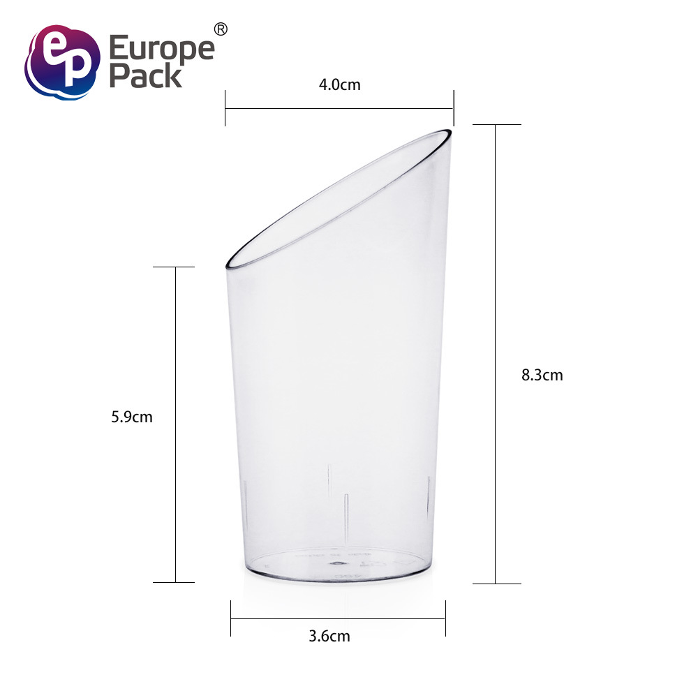 Copa de mousse desechable Taza de postre PS Taza de plástico Taza de pudín Taza redonda de punto de fábrica Taza cuadrada