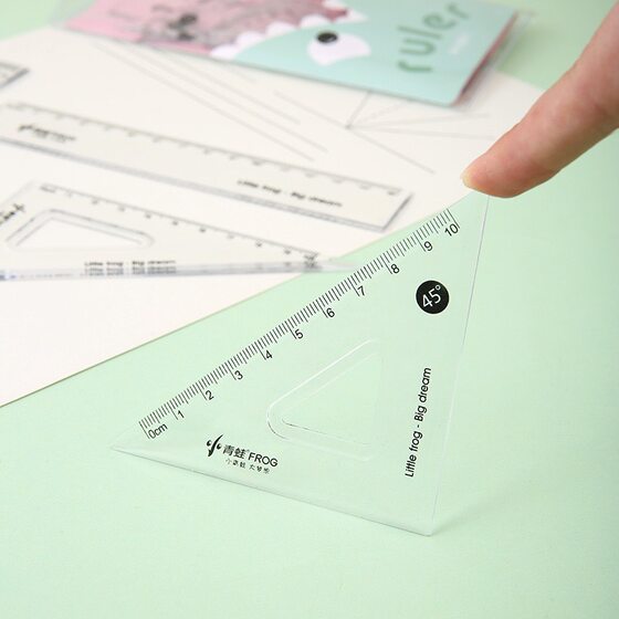 Wholesale student ruler 15cm transparent acrylic ruler drawing four-piece set triangle ruler ruler protractor suit