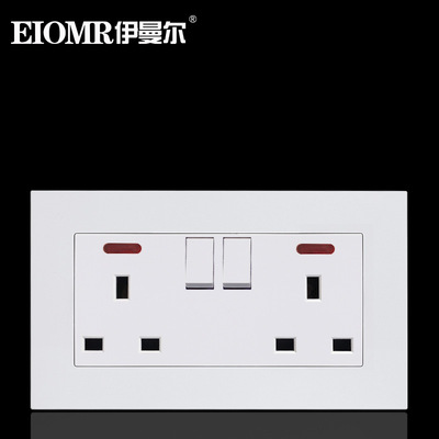 146型3A方脚英标孖位英式国际插座面板英式双联三孔电源插座暗装|ru
