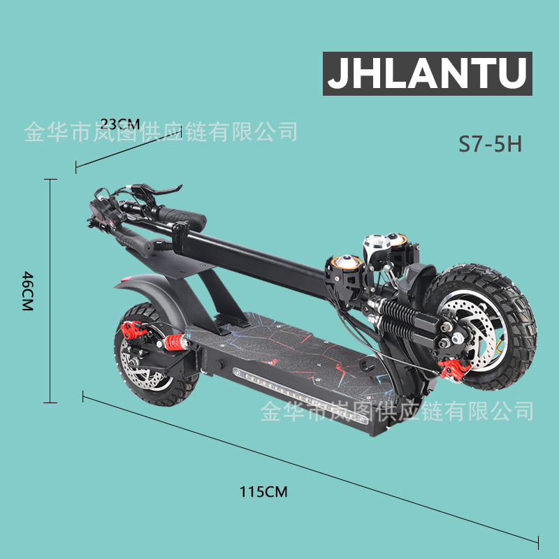 10 pulgadas de doble conducción scooter eléctrico delantero y trasero amortiguador LED faro 48V1000W litio eléctrico portátil vehículo eléctrico