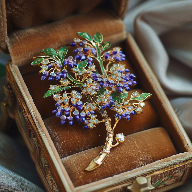 Xiliang Feizi Gaoding Series Original Design Purple Romantic Clothing Accessories Corsage Elegant Wisteria Brooch