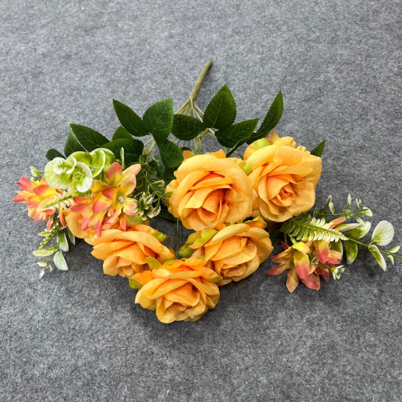 노란 장미 실크 꽃 노란색