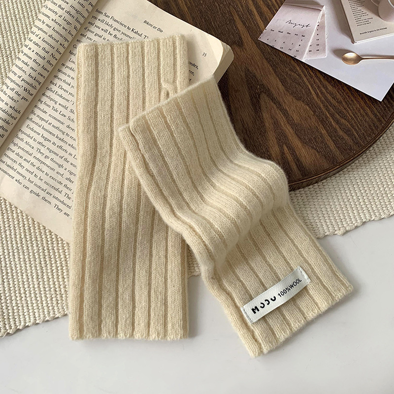 Guantes de lana de punto de invierno nuevo estilo coreano grueso caliente anticongelante manguera de color sólido guantes de medio dedo de moda universal