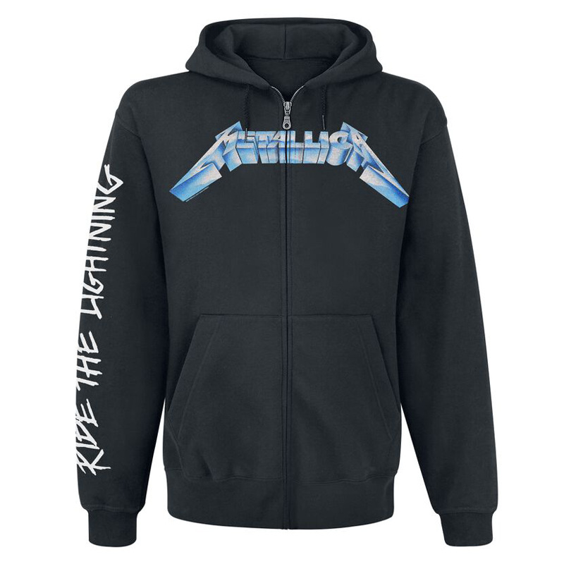Metallica乐队纯棉摇滚暗黑骷髅连帽卫衣高街宽松开衫拉链外套