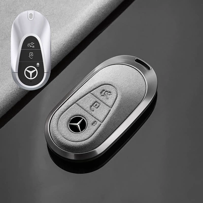 e300l key cover gle350 — Car key bag - no-specifications-mercedes-benz-c-tarnish-aluminum-alloy-light-gray-suede-single-shell