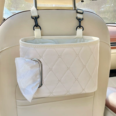 Car Interior Hanging Bag, Car Car storage bag/box - beige-chair-back-storage-bucket-free-waterproof-bucket-1-roll-of-garbage-bag
