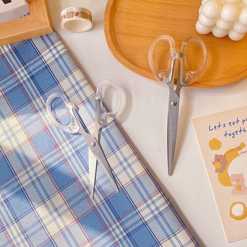 Unprinted style simple transparent small scissors lightweight portable scissors student office multifunctional handbook cutting tool
