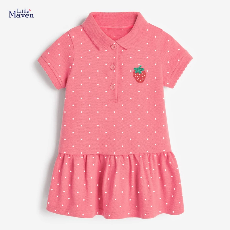 Платье Little Maven футболка короткий рукав вязаный Polo, летние девочки, размера по росту 90–140 см