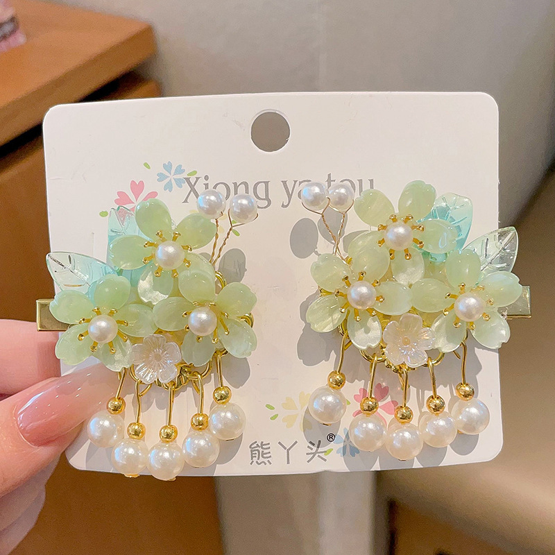 Chica de Hanfu tocado de los niños traje antiguo princesa borla horquilla estilo chino niña paso horquilla clip de pelo