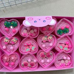 Cross-Border Children's Jewelry Cartoon Peach Heart Plastic Earrings Ring Grabber Beaded Necklace Bracelet Plastic Jewelry Wholesale
