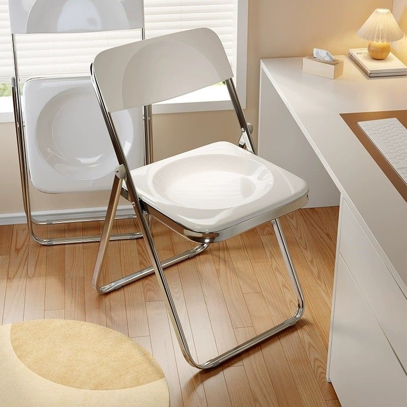 Transparent Chair, Acrylic Folding Chair, Trendy Chair, Photo Stool, Minimalist Chair, Instagram-Style Crystal Makeup Chair, Home Dining Chair