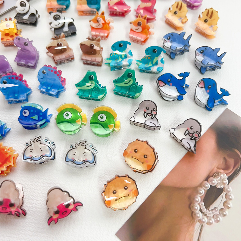 Mini Q Animal Hairpin Children's Little Monster Clip Girl's Sweet and Beautiful Personality Funny Acrylic Hair Accessories for Women