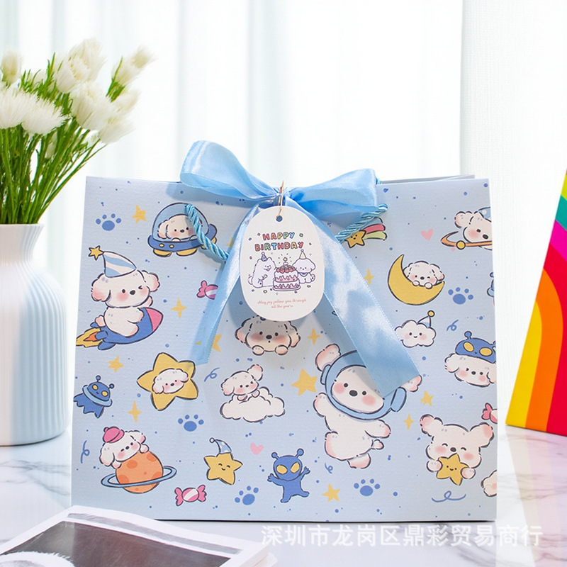 Cartoon Cute Birthday Gift Bag Blue Pink Graduation Gift Student Teacher Packaging Bag Ready-Made Satchel Paper Bag Large Cartoon Cute Birthday Gift Bag Blue Pink Graduation Gift Student Teacher Packaging Bag Ready-Made Satchel Paper Bag Large