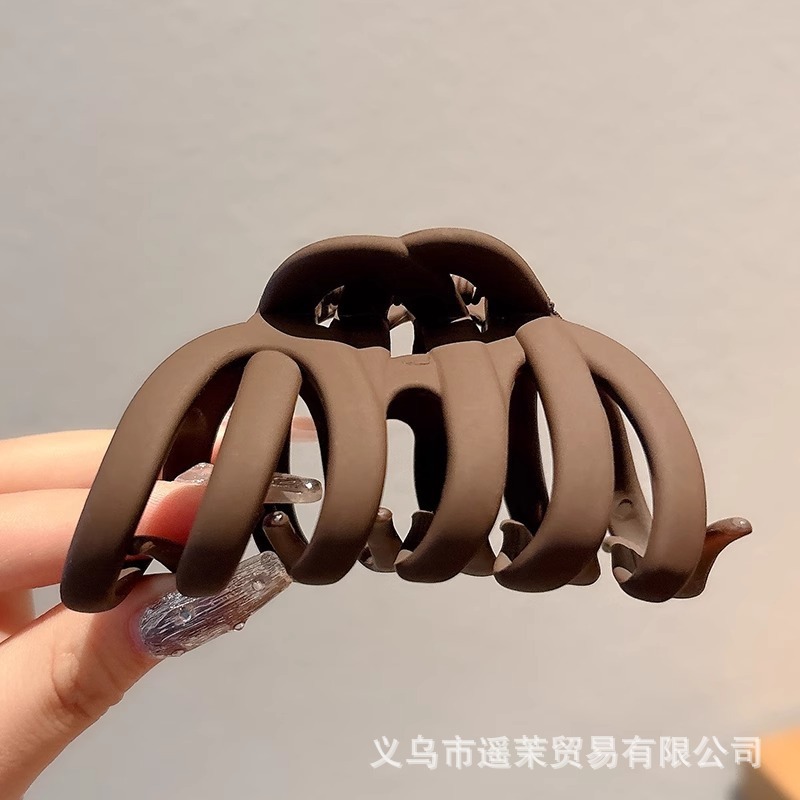 咖色磨砂抓夹女2025年新款发夹后脑勺大号发量多鲨鱼夹子发卡头饰|undefined