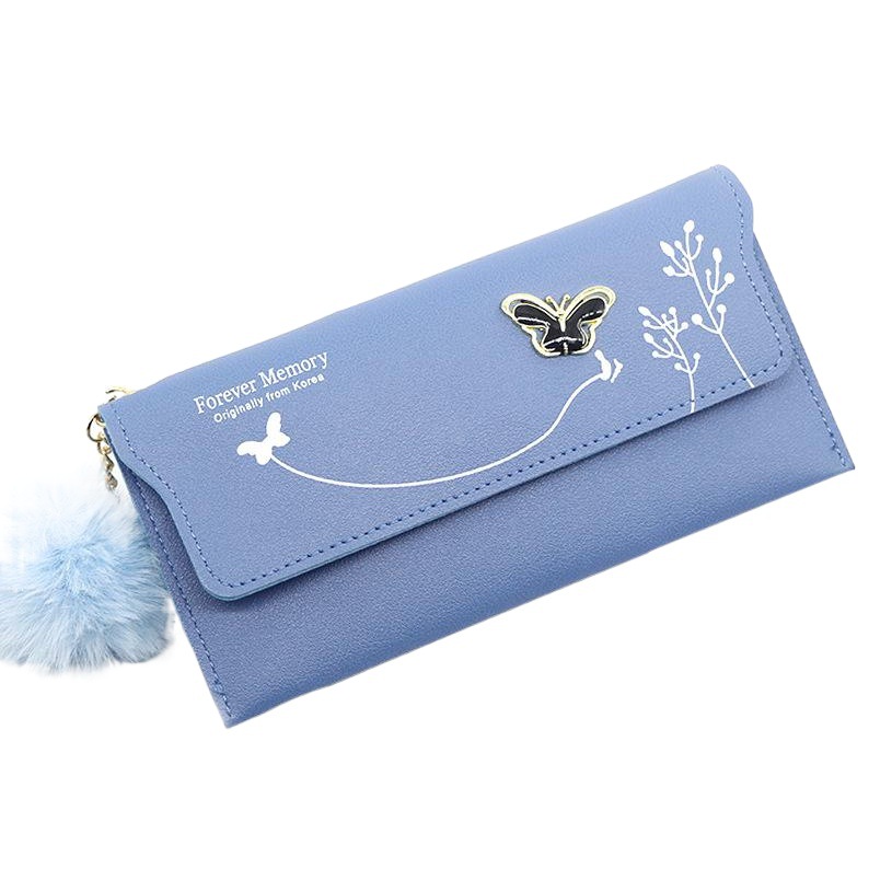 Elegante ocasional de las nuevas mujeres larga cartera mariposa flor simple cambio certificado tarjeta bancaria Cartera Embrague