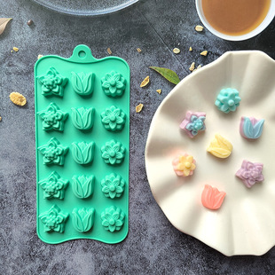 15 Even 3 Tulip Chocolate 680 Cake Baking Silicone Mold Handmade Soap Chocolate Candy Pudding Mold