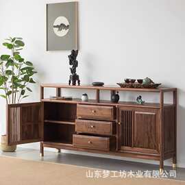 新中式实木餐边柜禅意茶室榆木储物柜收纳柜多功能柜玄关柜茶水柜